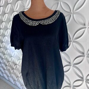 Elle Black Blouse with Silver Embellishments T3